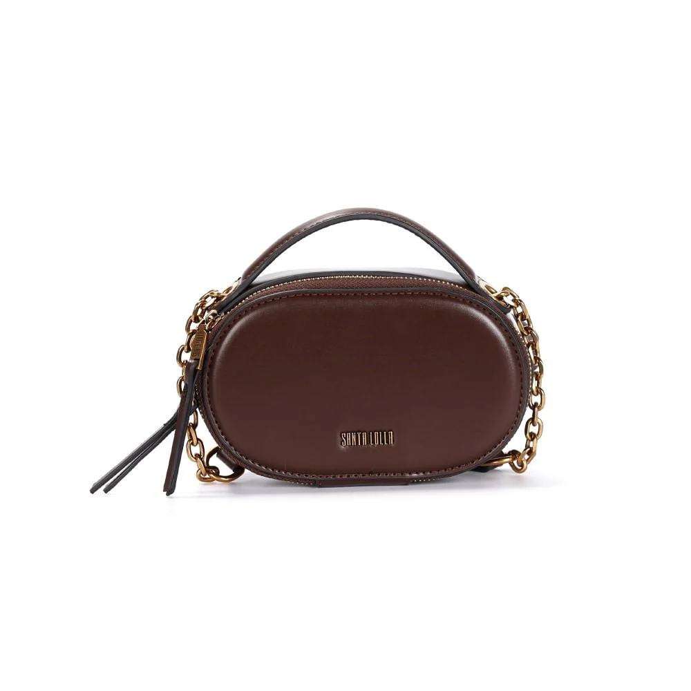 Bolsa Pequena Soft Liso Marrom Dark Alça Corrente - vista 1 de 3