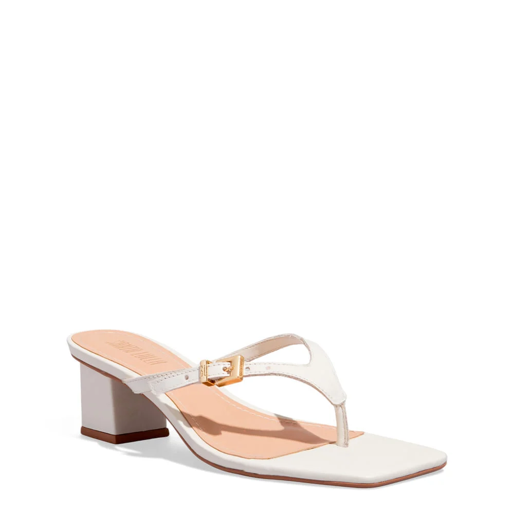 Mule Couro Nobre Soft Salto Bloco Baixo Off White - vista 2 de 3