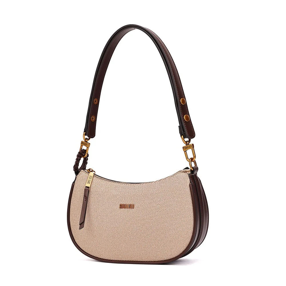 Bolsa Baguete Canvas Bege Alça De Ombro - vista 3 de 7