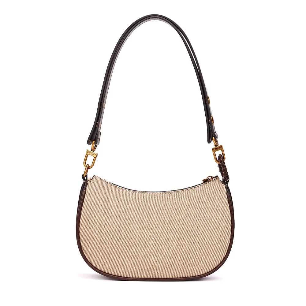 Bolsa Baguete Canvas Bege Alça De Ombro - vista 5 de 7