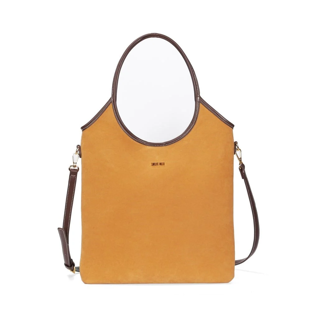 Bolsa Shopper Camurça Alça Dupla Amarelo Mostarda - vista 1 de 3