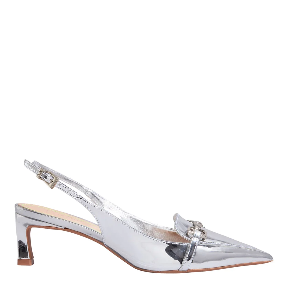 Scarpin Specchio Prata Metalizado Bico Fino Bridão - vista 1 de 4