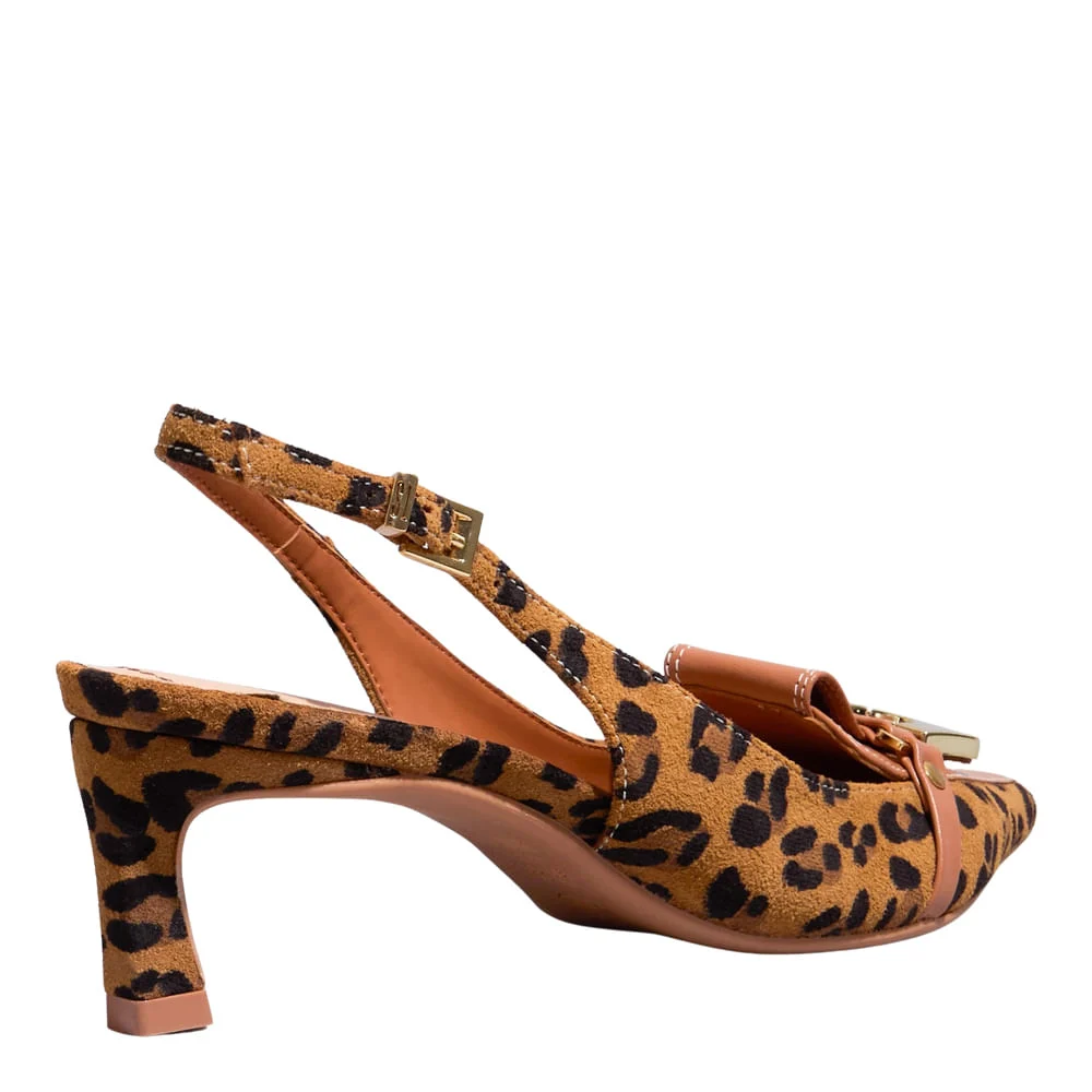 Scarpin Suede Animal Print Salto Baixo - vista 3 de 4