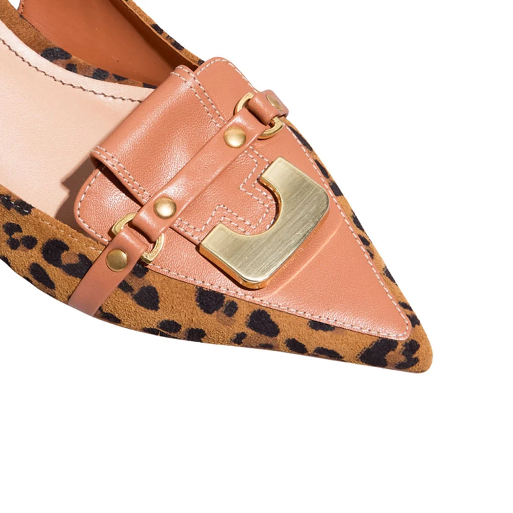 Scarpin Suede Animal Print Salto Baixo - vista 4 de 4