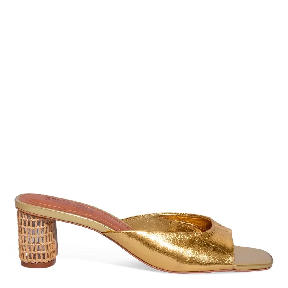 Mule Couro Metalizado Dourado Salto Grosso - vista 1 de 3