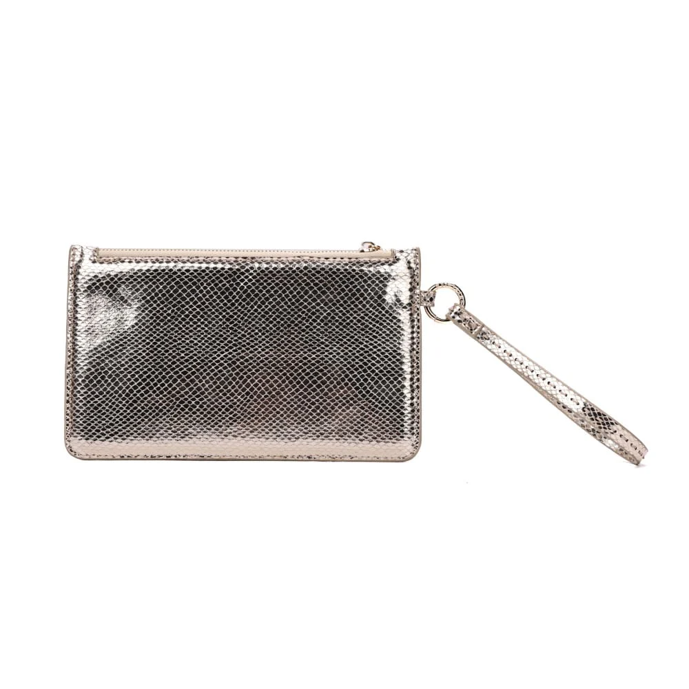 Clutch Metalizada Alça De Mão Dourada - vista 4 de 6