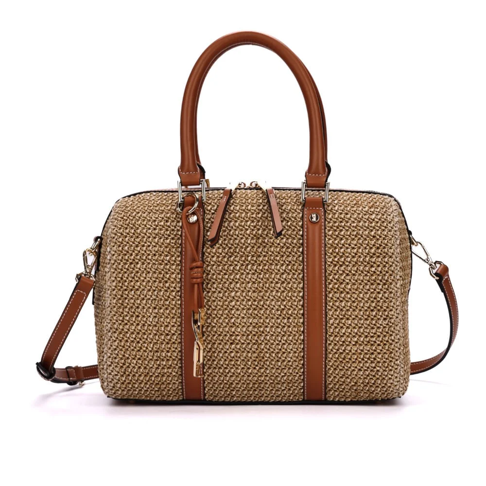 Bolsa Baú Gramde Palha Bege Sand Transversal - vista 1 de 7