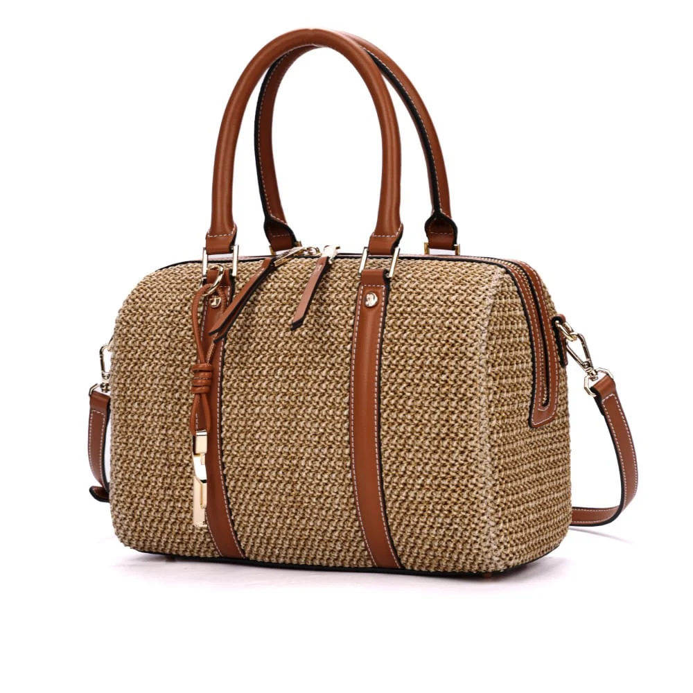 Bolsa Baú Gramde Palha Bege Sand Transversal - vista 3 de 7