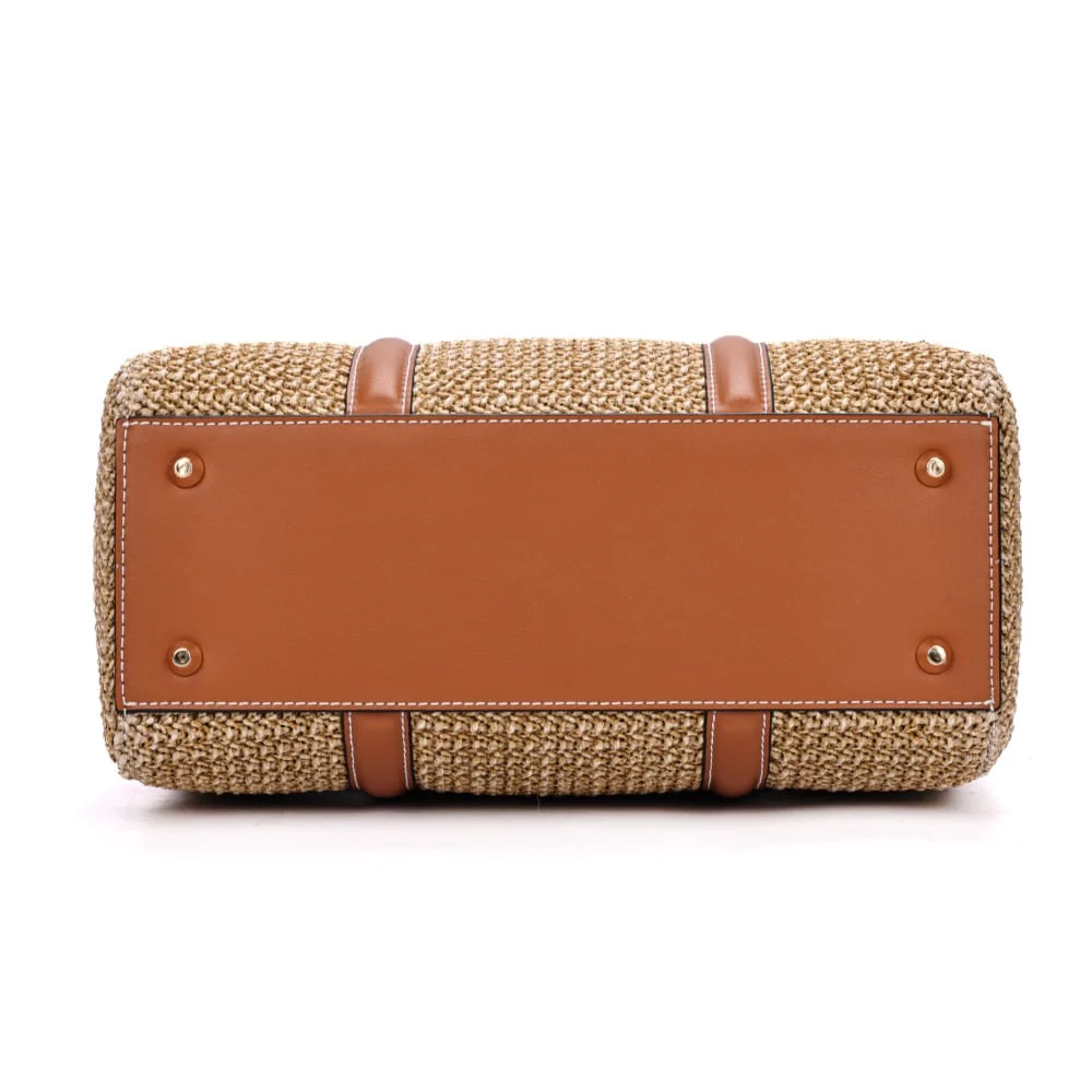 Bolsa Baú Gramde Palha Bege Sand Transversal - vista 6 de 7