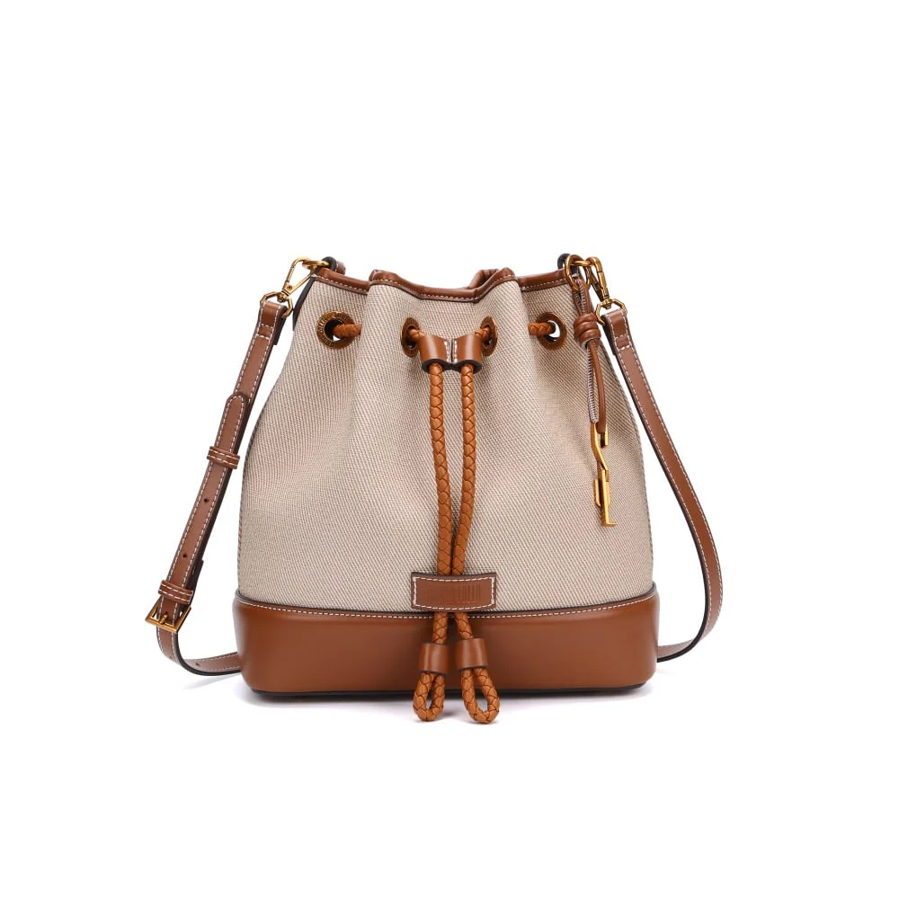 Bolsa Bucket Transversal Canvas Bege - vista 1 de 5
