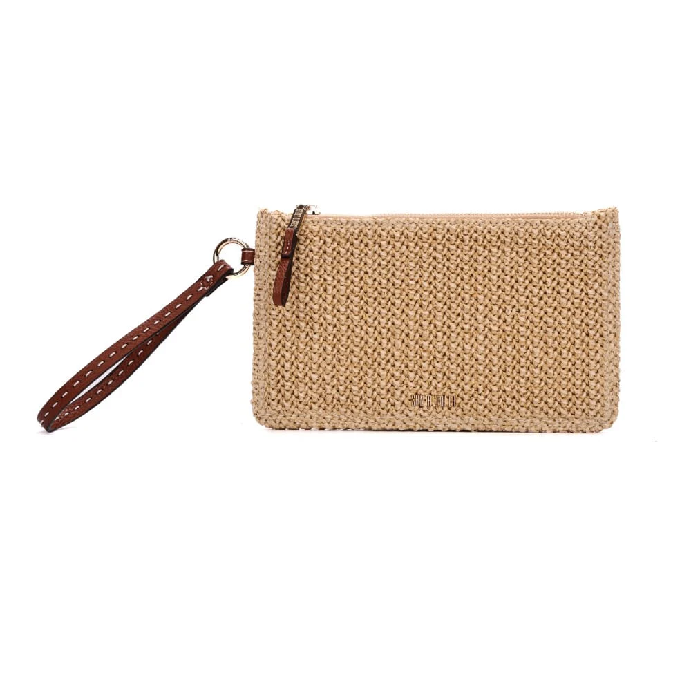 Clutch Pequena Palha Bege Alça De Mão - vista 1 de 7