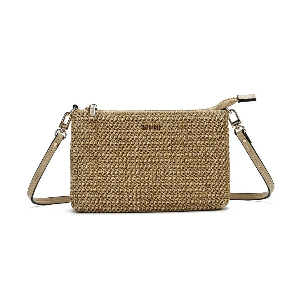 Clutch Tramado Bege Alça Transversal - vista 1 de 7
