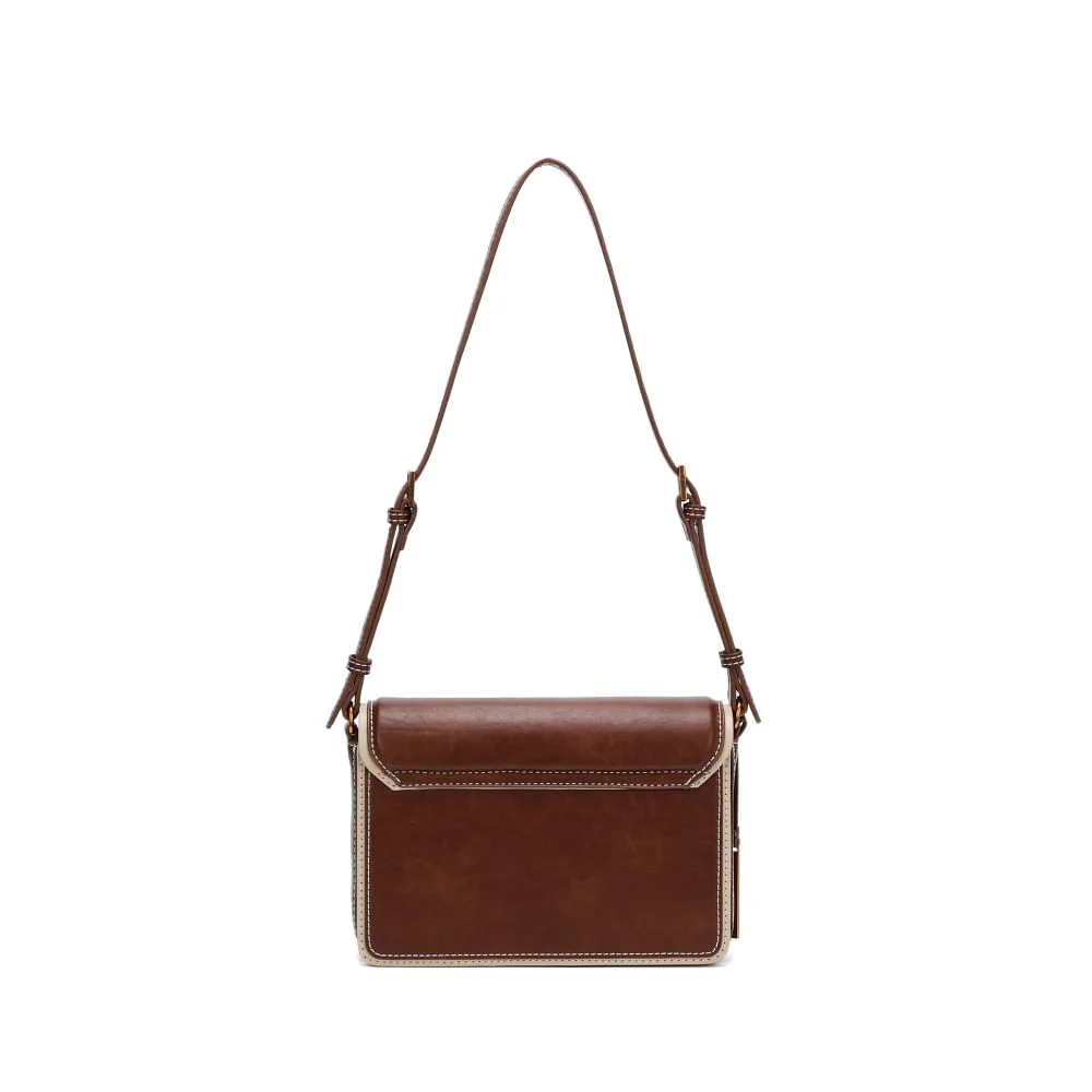 Bolsa Envelope Rustica Marrom Pespontos - vista 3 de 5