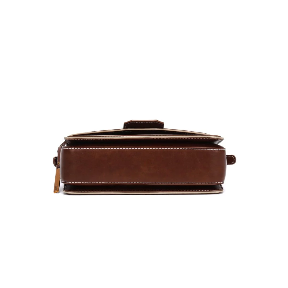 Bolsa Envelope Rustica Marrom Pespontos - vista 4 de 5