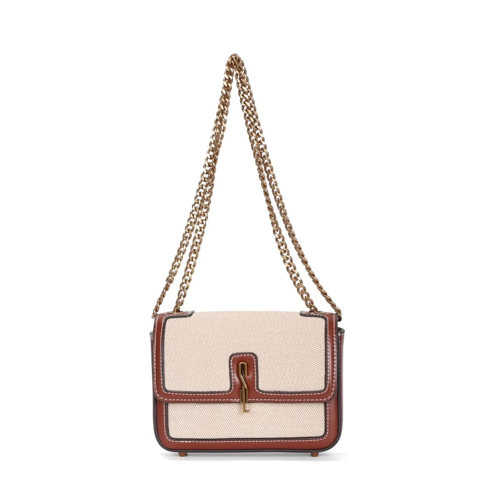 Bolsa Canvas Bege Alça Corrente De Ombro - vista 1 de 3