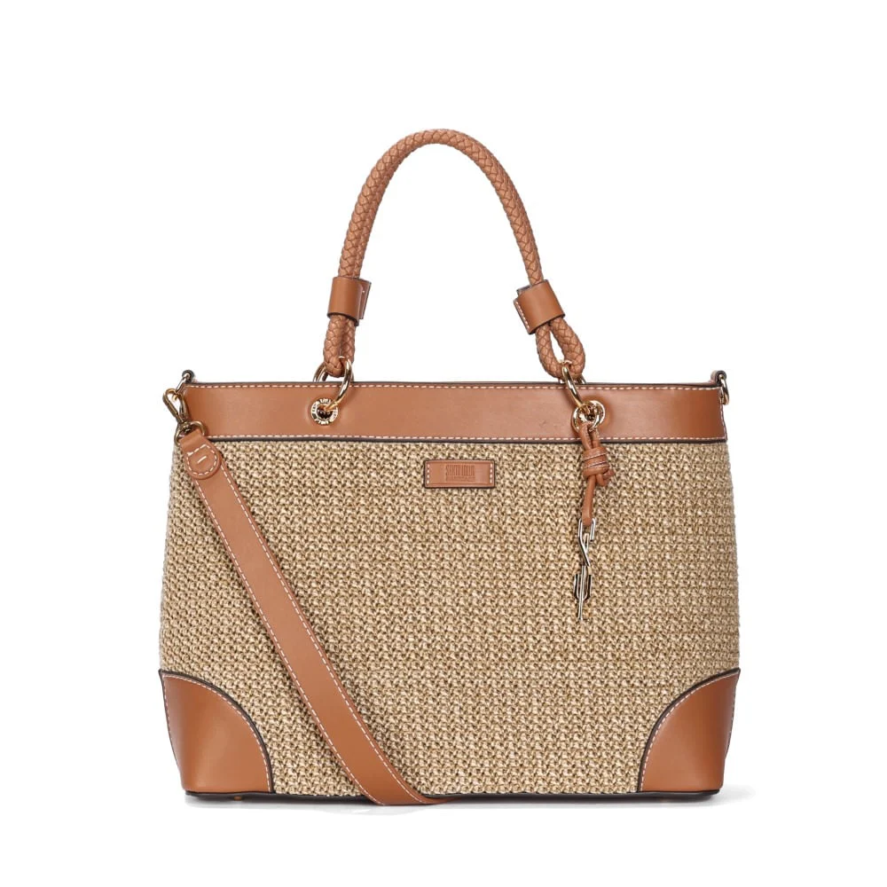 Bolsa Tote Grande Tramado Caramelo Transversal - vista 1 de 3