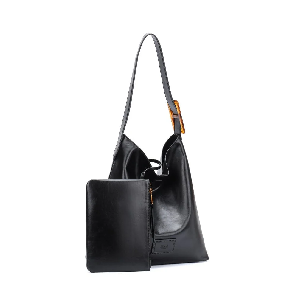 Bolsa Hobo Grande E Clutch Rústico Preto - vista 2 de 5
