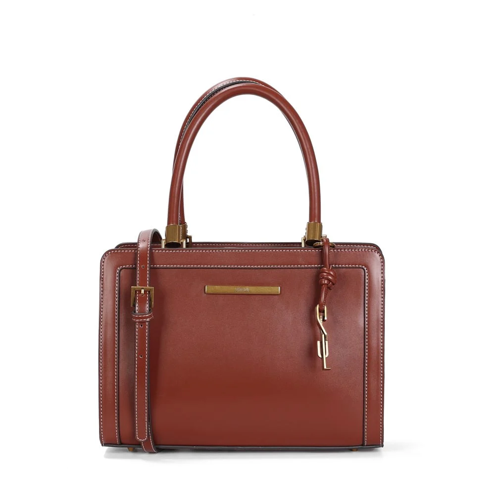 Bolsa Tote Bag Soft Marrom Transversal Pespontos - vista 1 de 3
