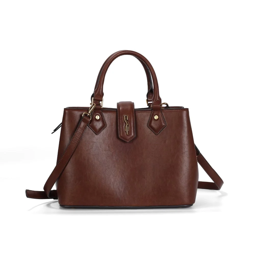 Bolsa Tote Grande Rústico Liso Marrom - vista 1 de 3