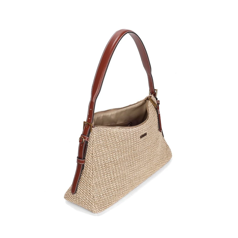 Bolsa Tramado Grande Bege Alça De Ombro - vista 3 de 3