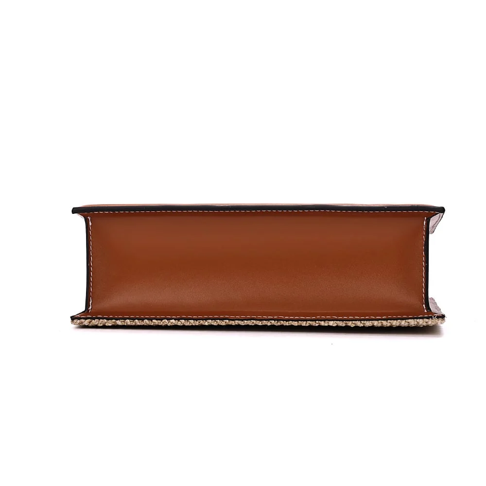 Bolsa Tote Pequena Tramado Bege Duas Alças - vista 6 de 7