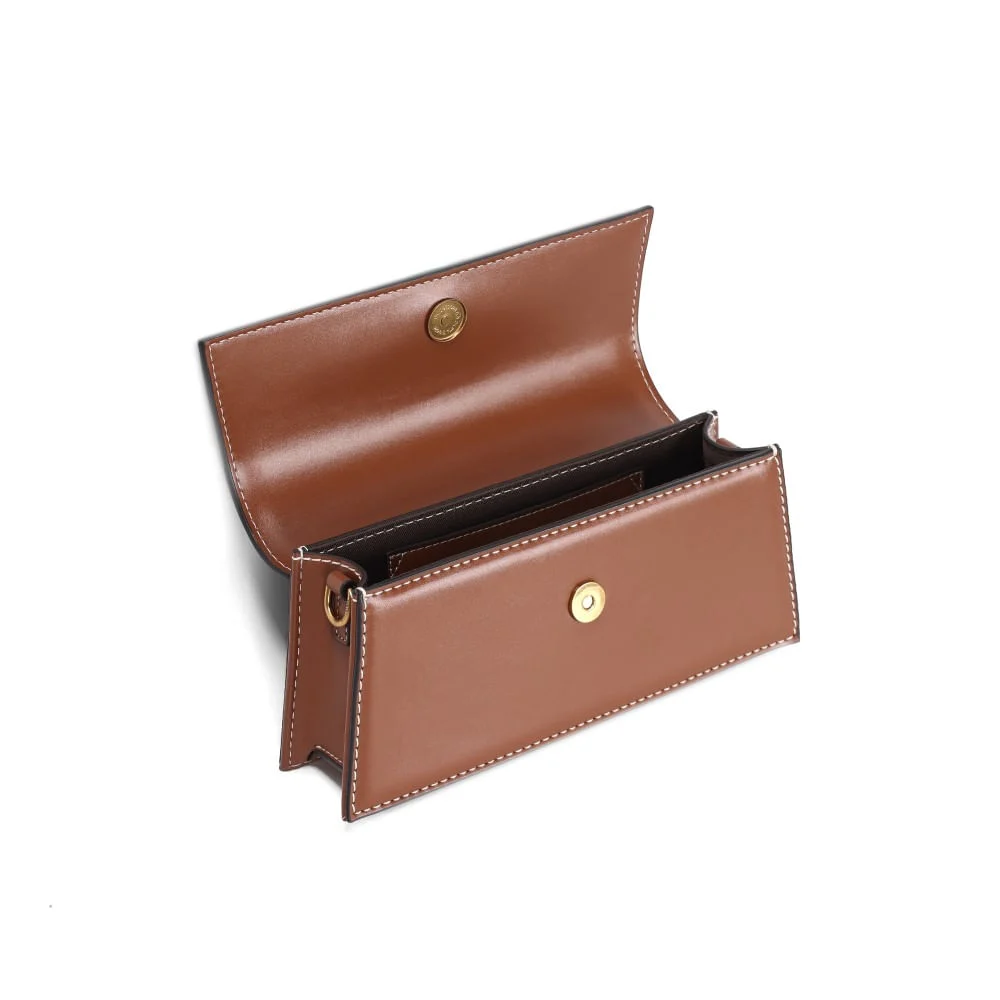 Bolsa Soft Marrom Alça de Pérolas e Transversal - vista 3 de 3