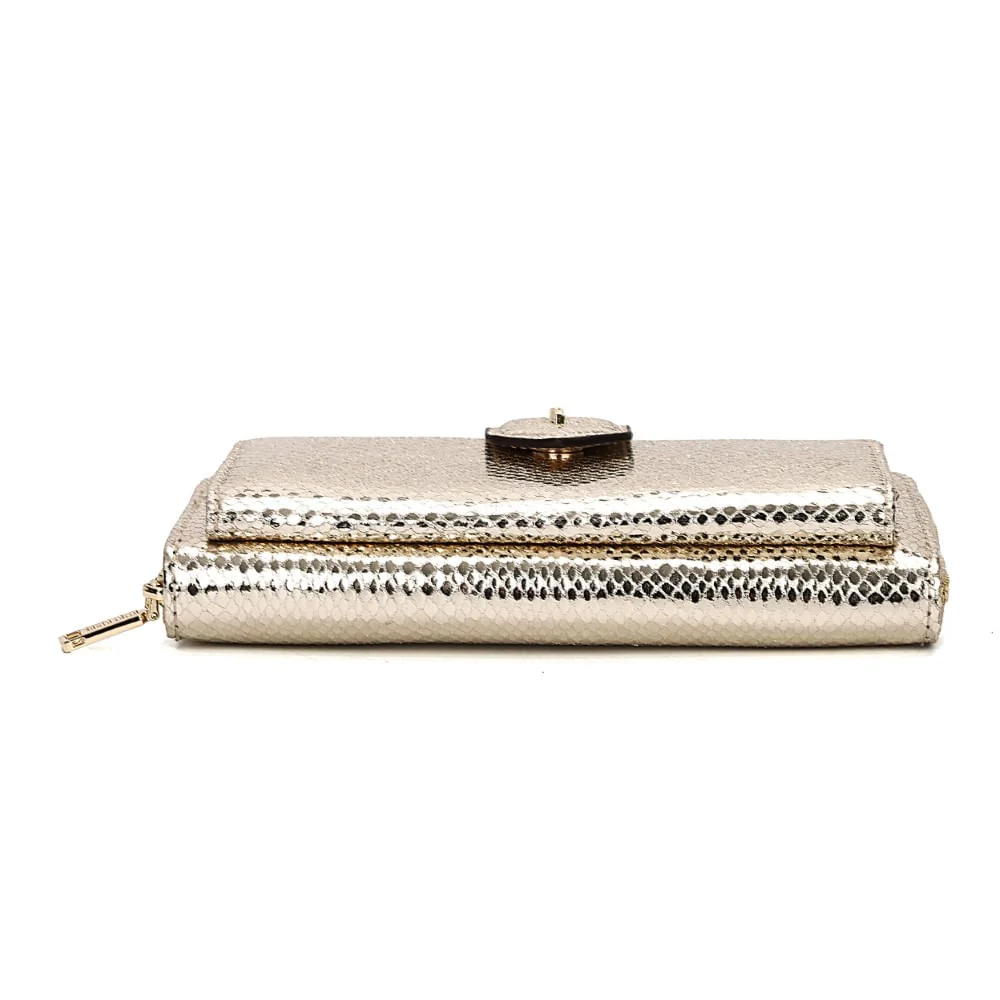 Bolsa Carteira Metalizada Transversal Dourada - vista 6 de 7