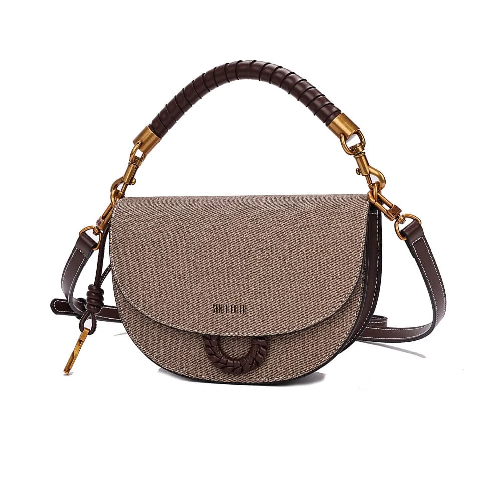 Bolsa Pequena Canvas Marrom Cocoa Duas Alças - vista 3 de 7