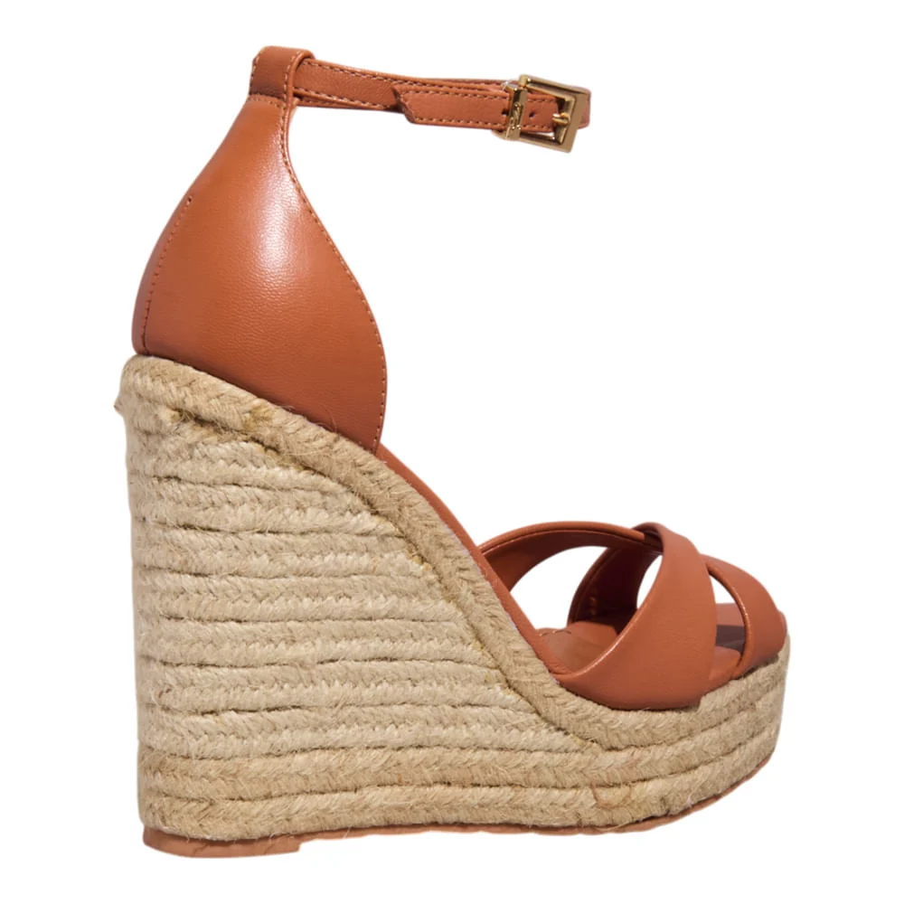 Sandália Espadrille Couro Marrom Safari - vista 3 de 3