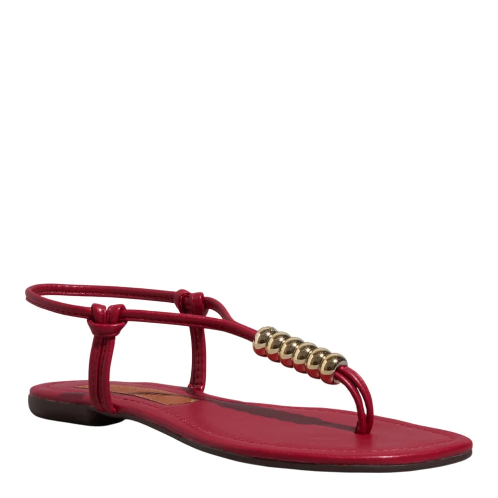 Rasteira Napa Soft Vermelho Bico Quadrado - vista 2 de 5