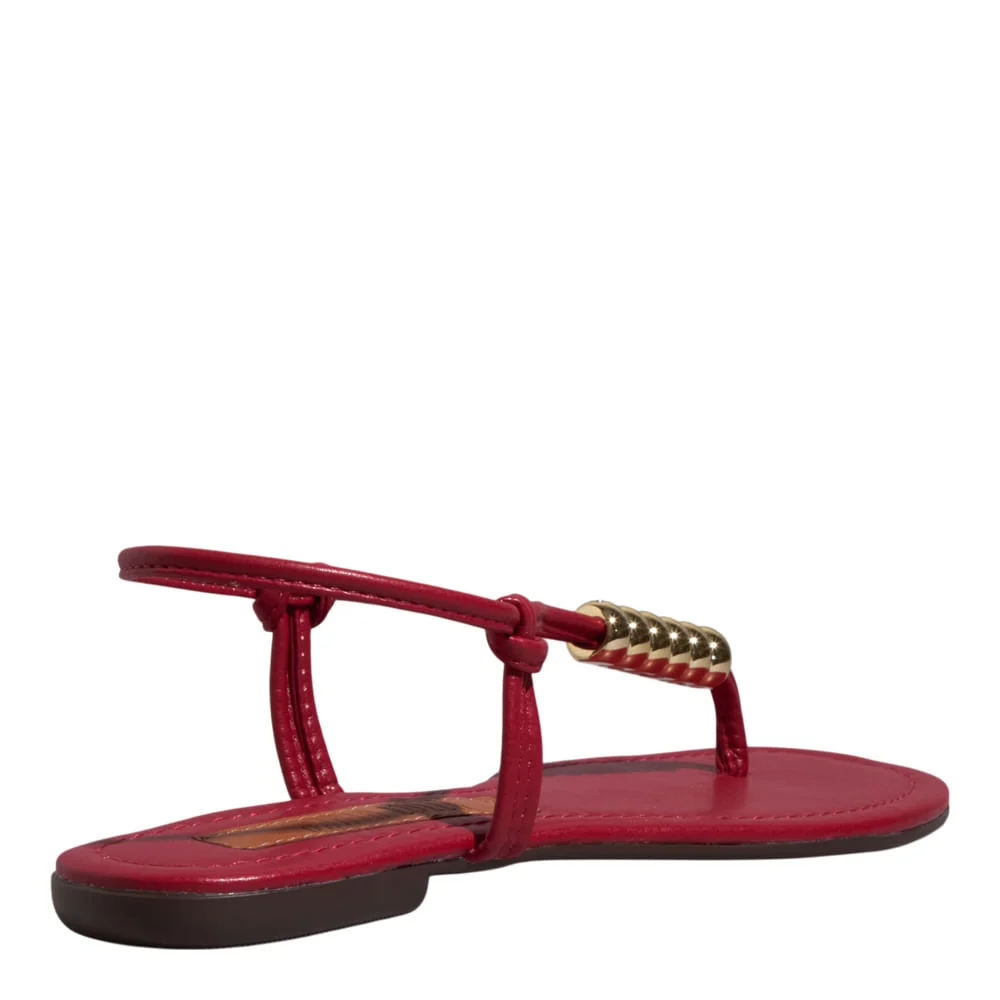 Rasteira Napa Soft Vermelho Bico Quadrado - vista 3 de 5