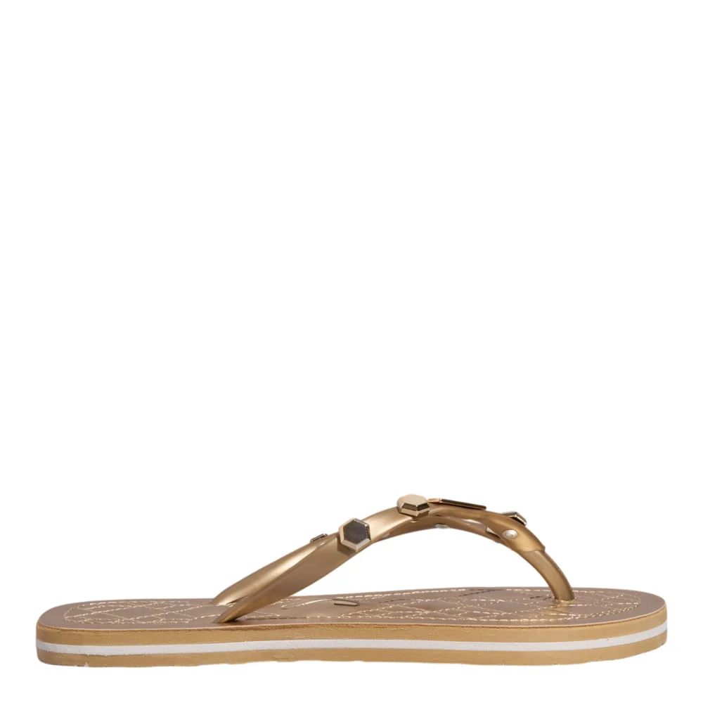 Chinelo Flip Flop Metalizado Matelassê Dourado - vista 1 de 4