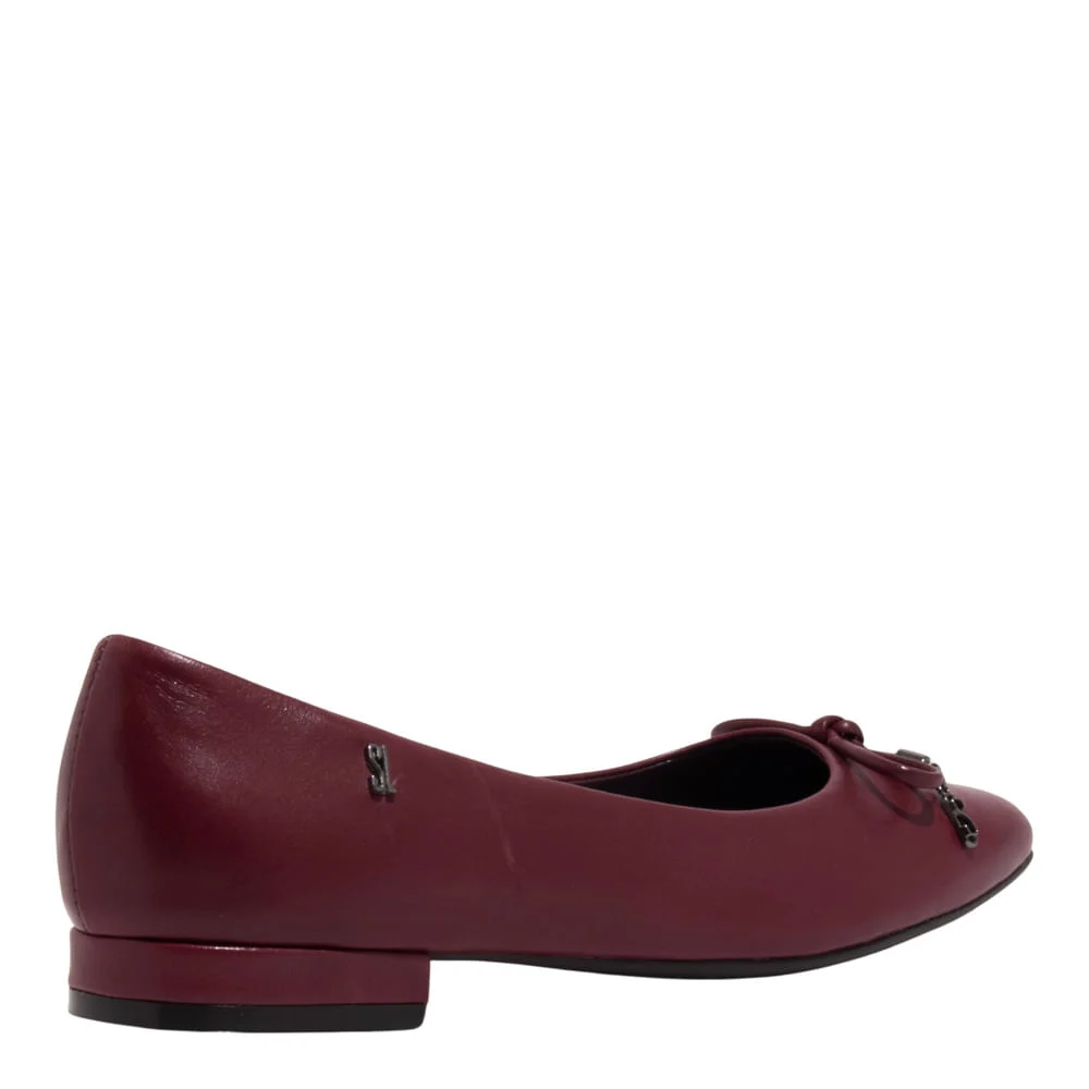Sapatilha Laço Couro Confort Vermelho Ruby - vista 3 de 4
