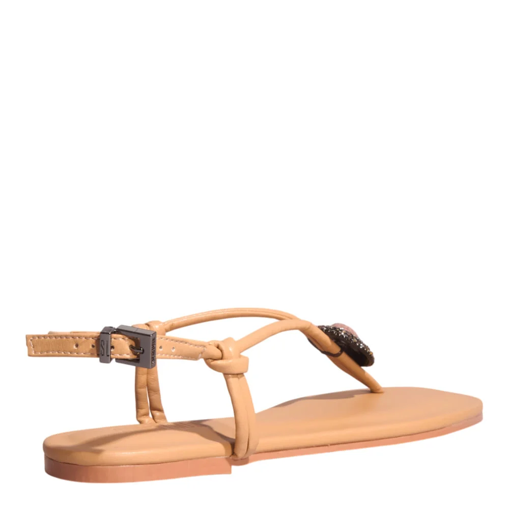 Rasteira Pedraria Napa Soft Bege - vista 3 de 4