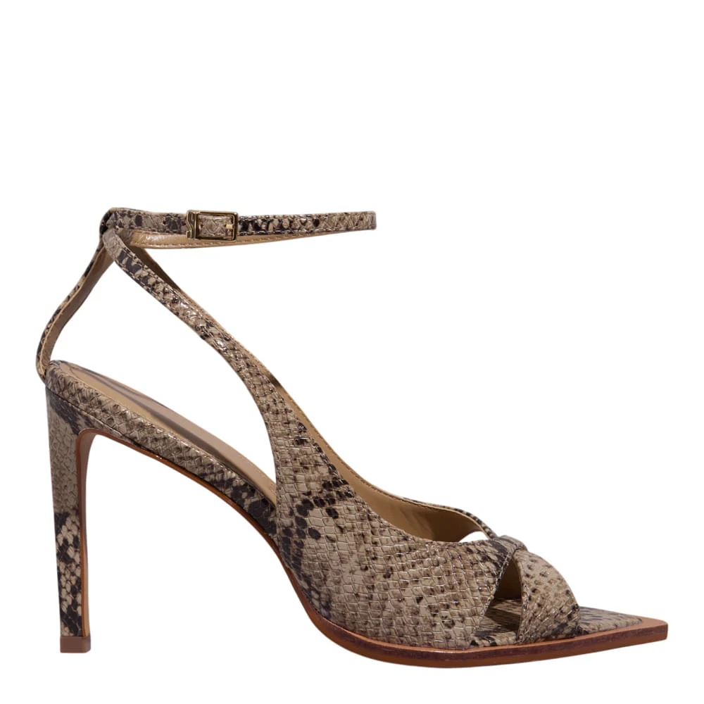 Sandália Peep Toe Couro Cobra Bico Folha - vista 1 de 3