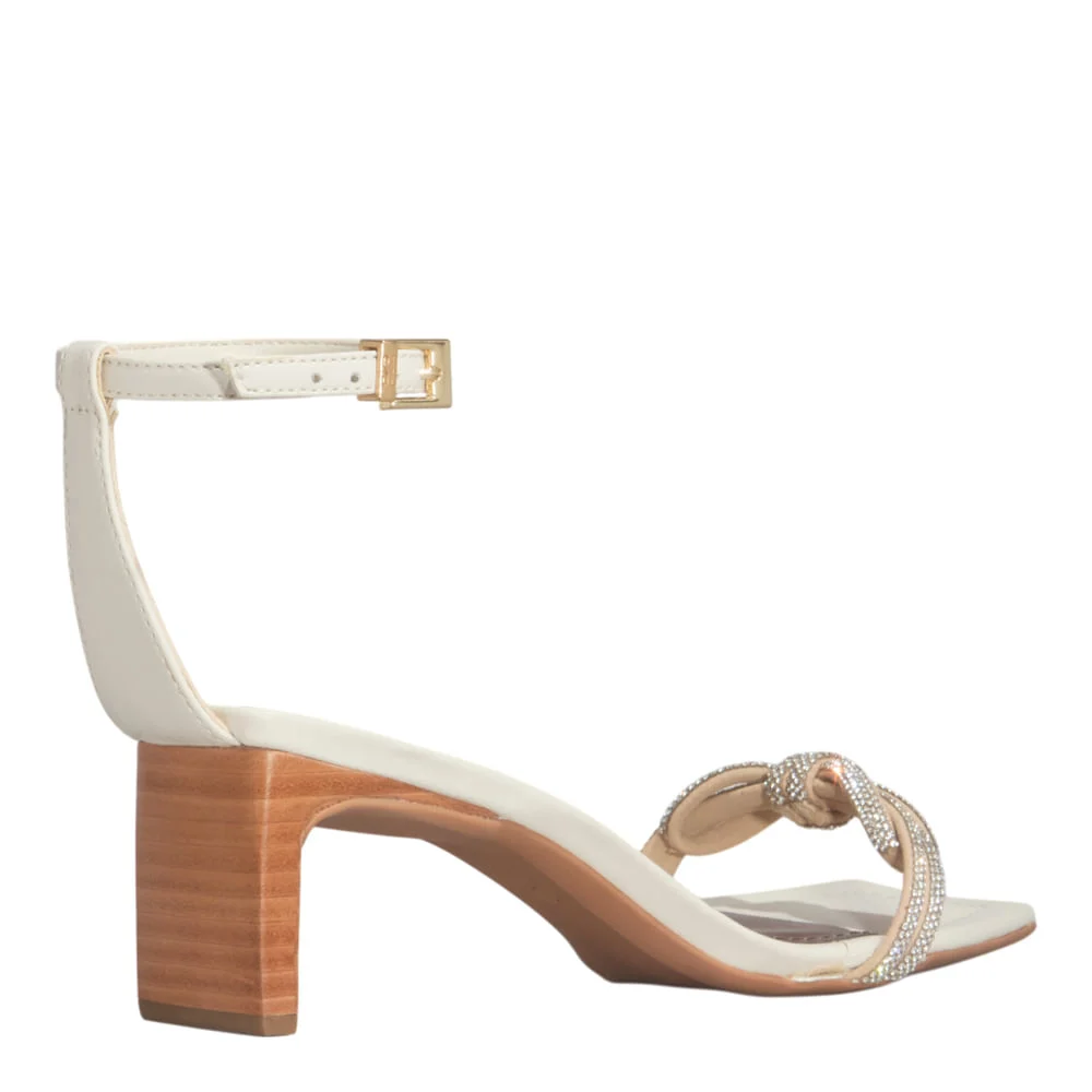 Sandália Shiny Off White Salto Baixo Lâmina - vista 3 de 4