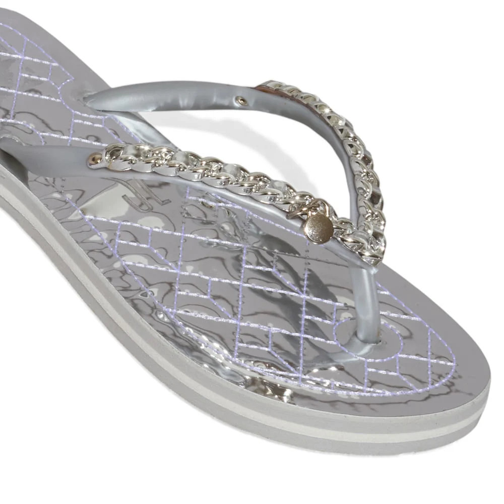Chinelo Flip Flop Metalizado Specchio Corrente Prata - vista 4 de 5