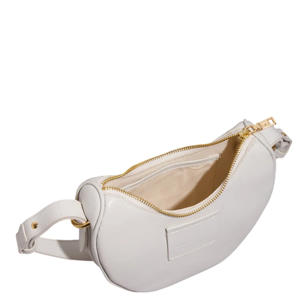 Bolsa Meia Lua Couro Floater New Marfim Alça de Ombro - vista 3 de 3