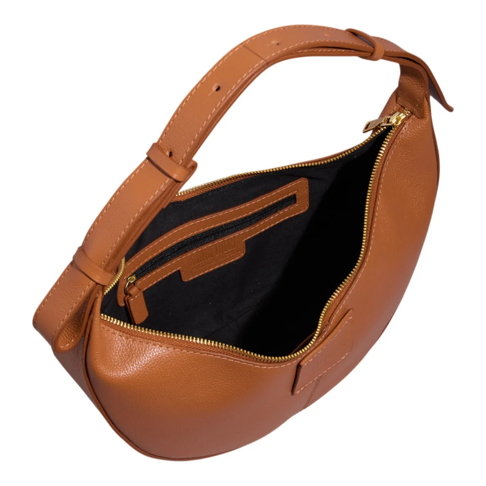 Bolsa Baguete Couro Floater Alça De Ombro Marrom Safari - vista 3 de 3