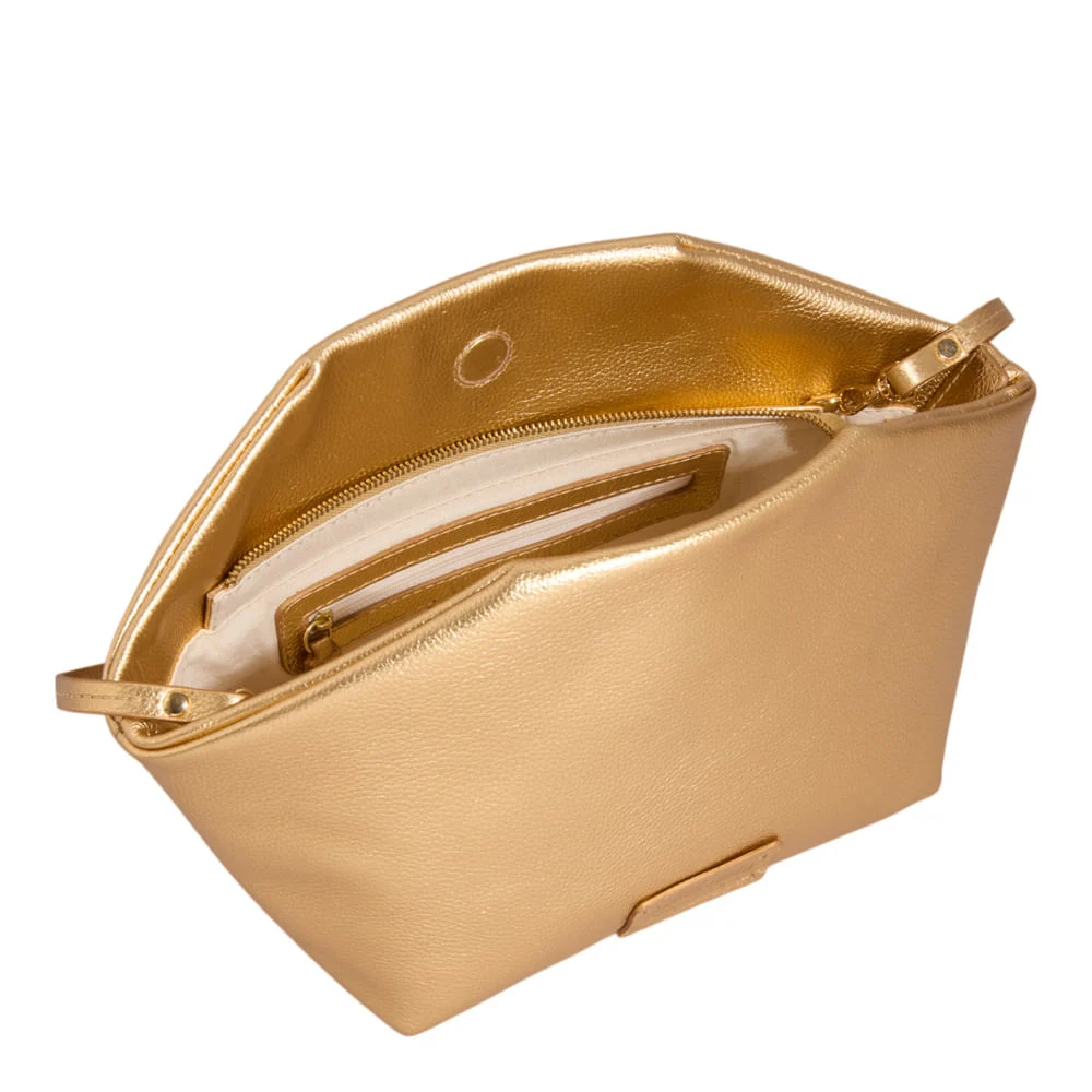 Bolsa M Couro Metalizado Ouro - vista 3 de 3