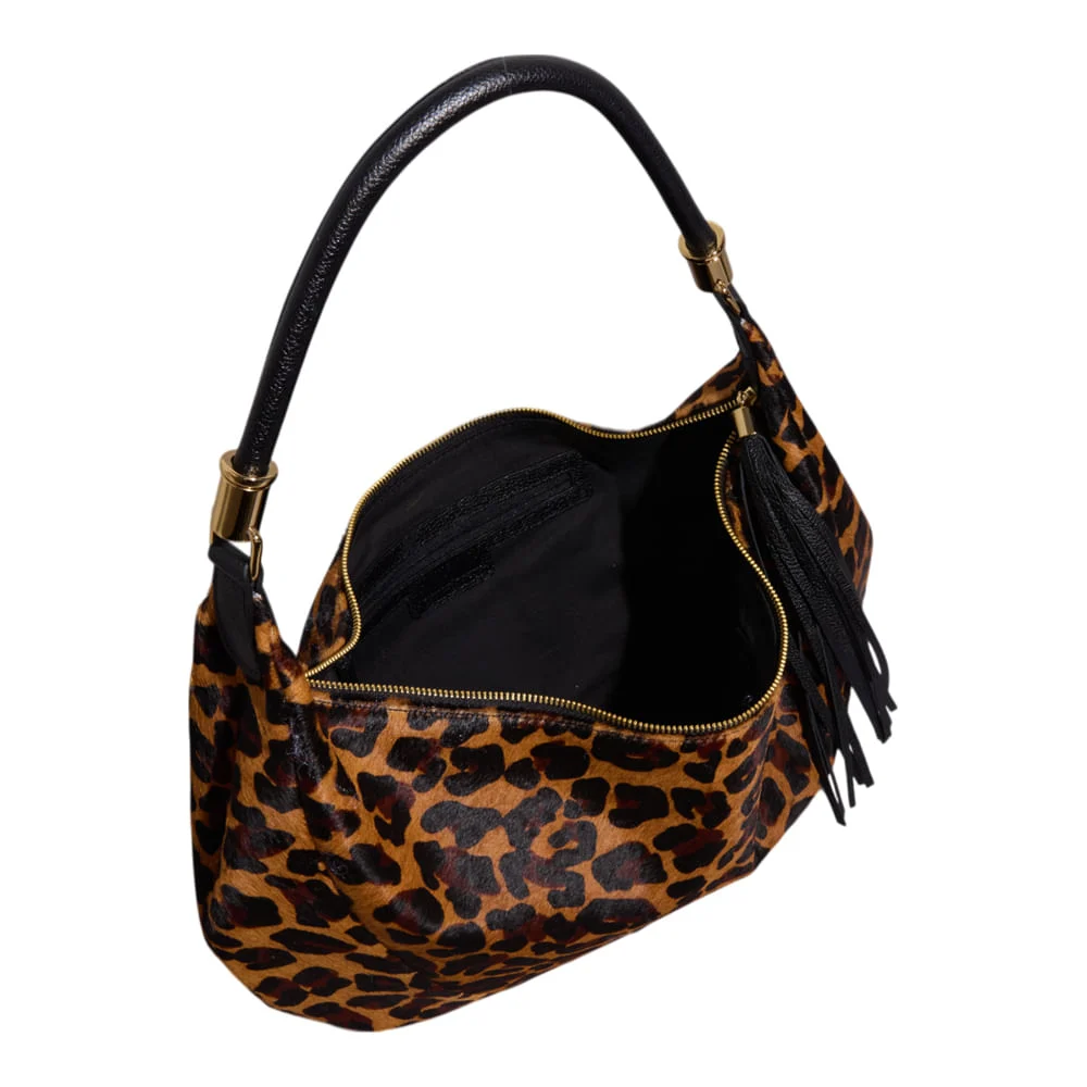Bolsa Baguete Couro Estampa Onça Alça De Ombro - vista 3 de 3