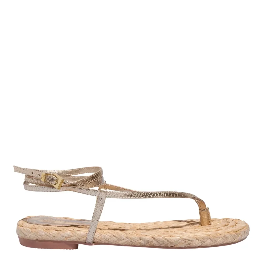 Rasteira Espadrille Metalizada Dourada - vista 4 de 6