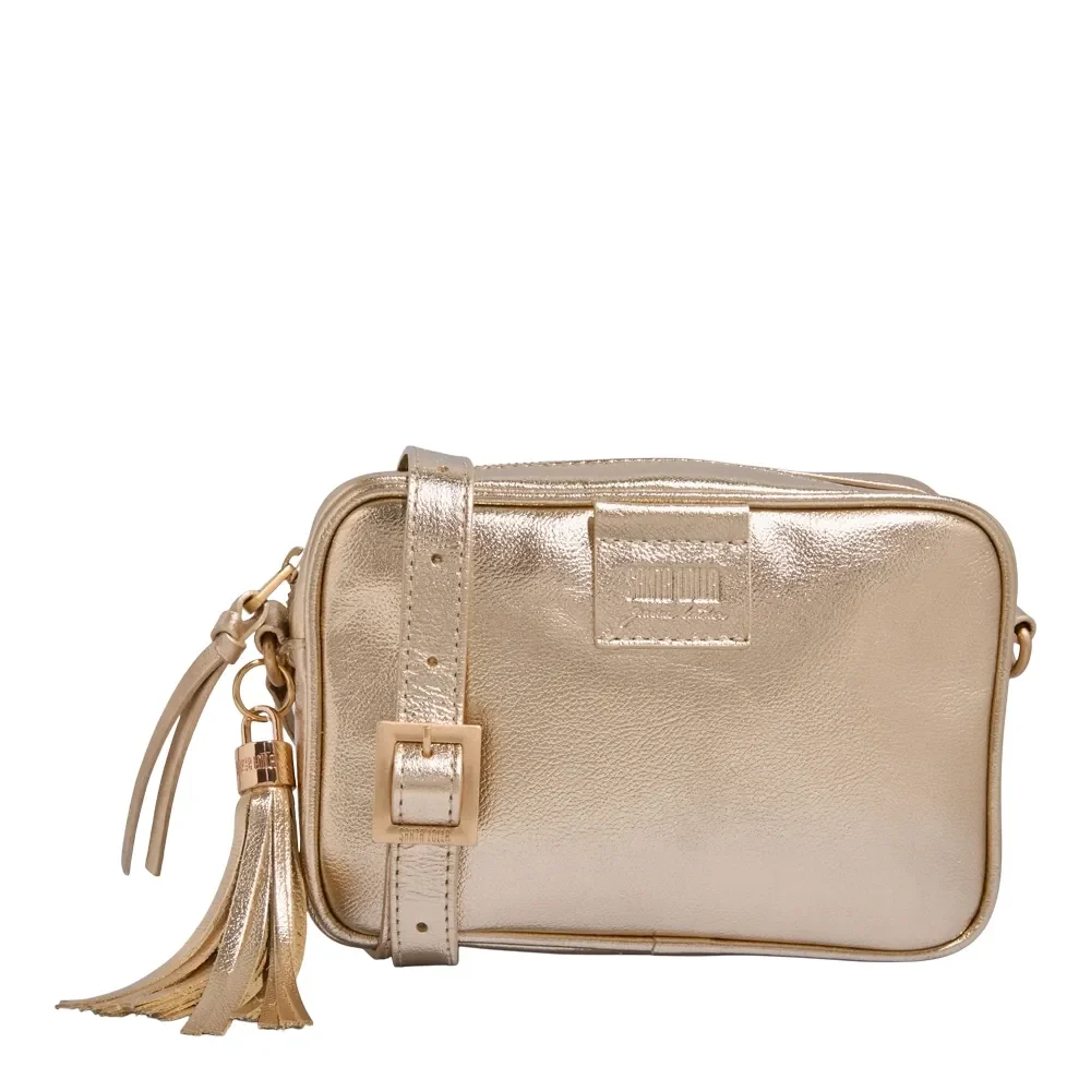 Bolsa Transversal Camera Bag Couro Metalizado Dourado - vista 1 de 3