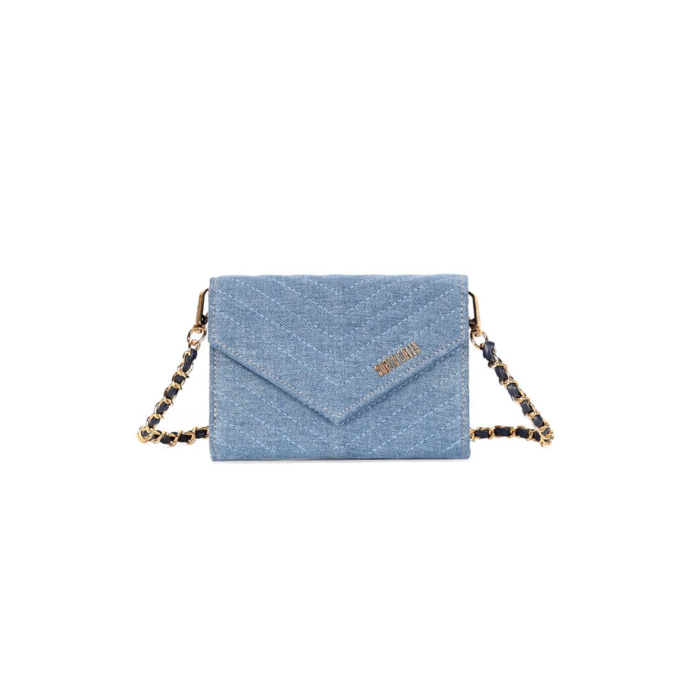 Bolsa Carteira Pequena Jeans Azul Alça Transversal - vista 1 de 3