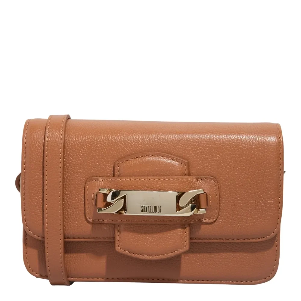 Bolsa Pequena Couro Floater Marrom Safari Alça Transversal - vista 1 de 3