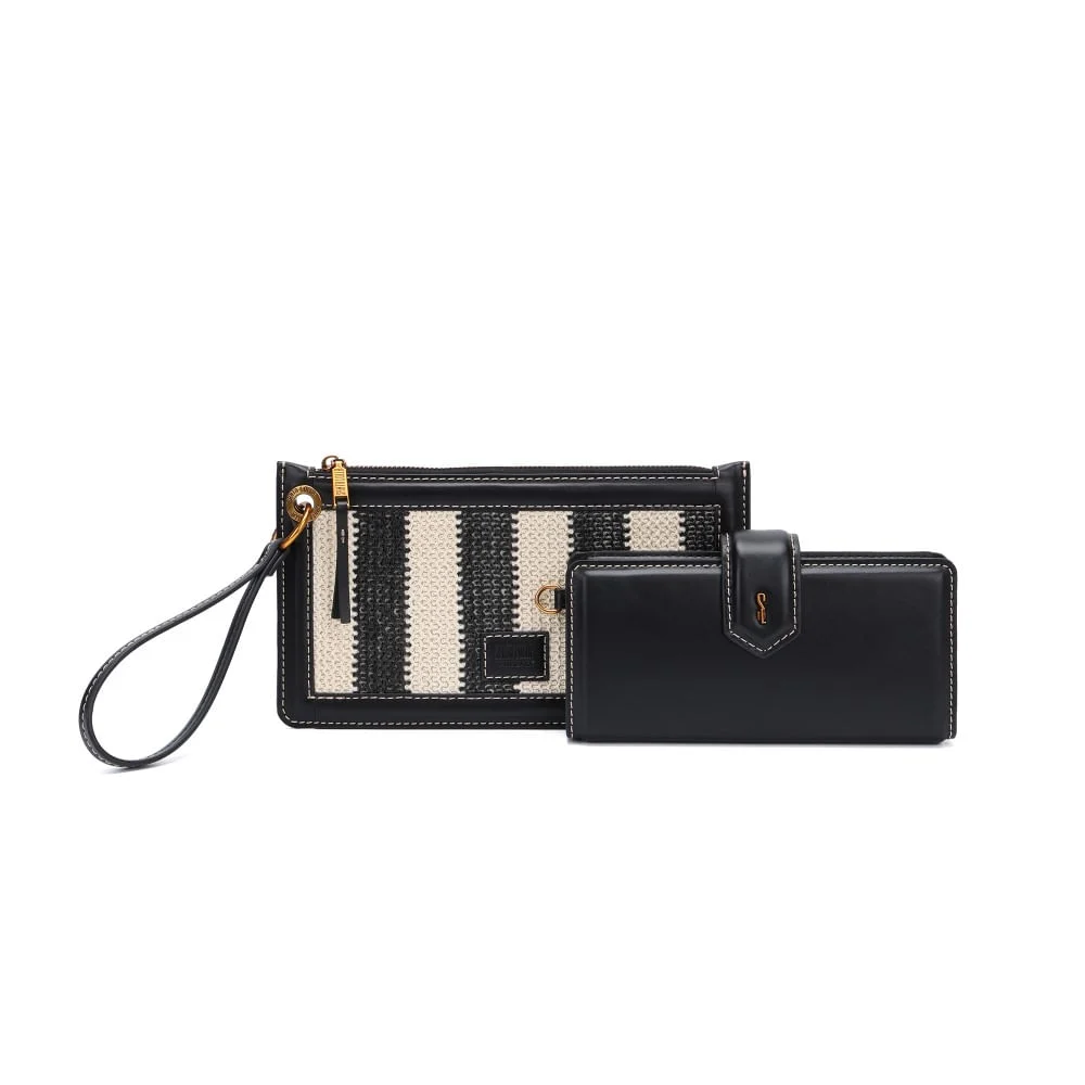 Kit Carteira Soft E Clutch Tramado Preto E Branco - vista 1 de 5