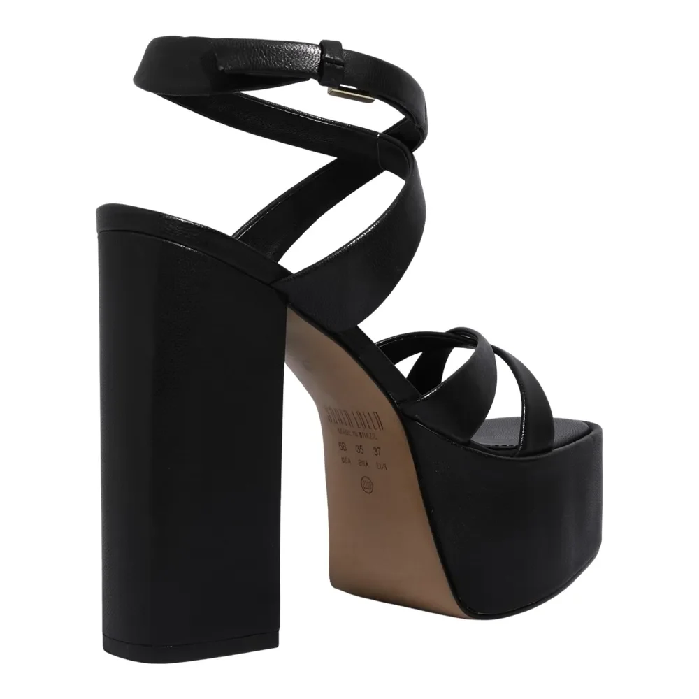 Sandália Plataforma Couro Pelica Soft Preto - vista 2 de 2