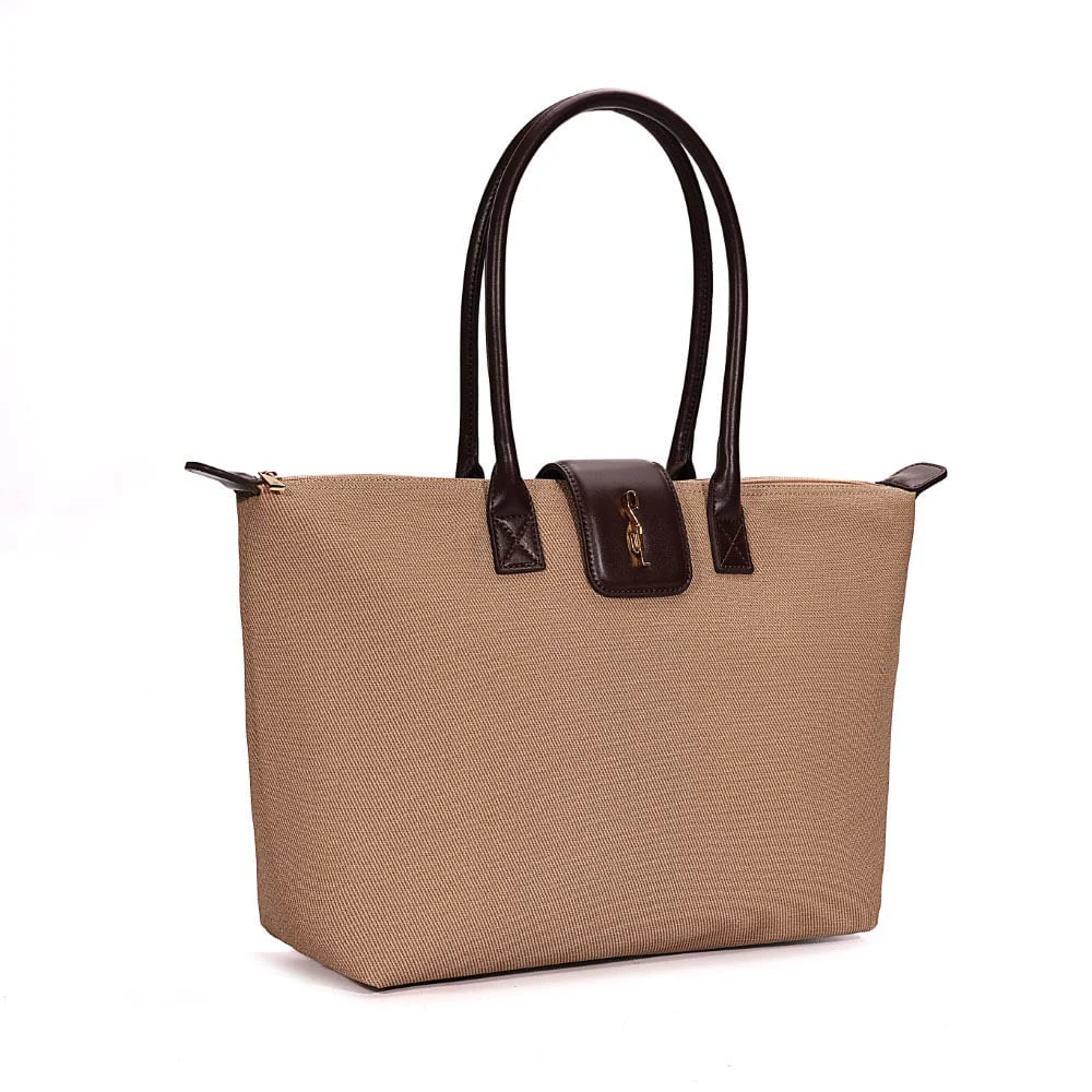 Bolsa Shopper Material Canvas Marrom Dark Alça de Ombro - vista 1 de 6