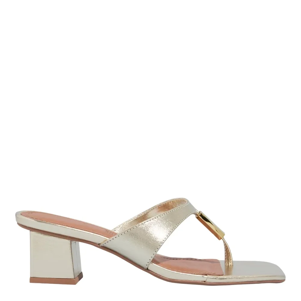 Mule De Dedo Metalizado Reflexo Dourado Salto Grosso - vista 1 de 3