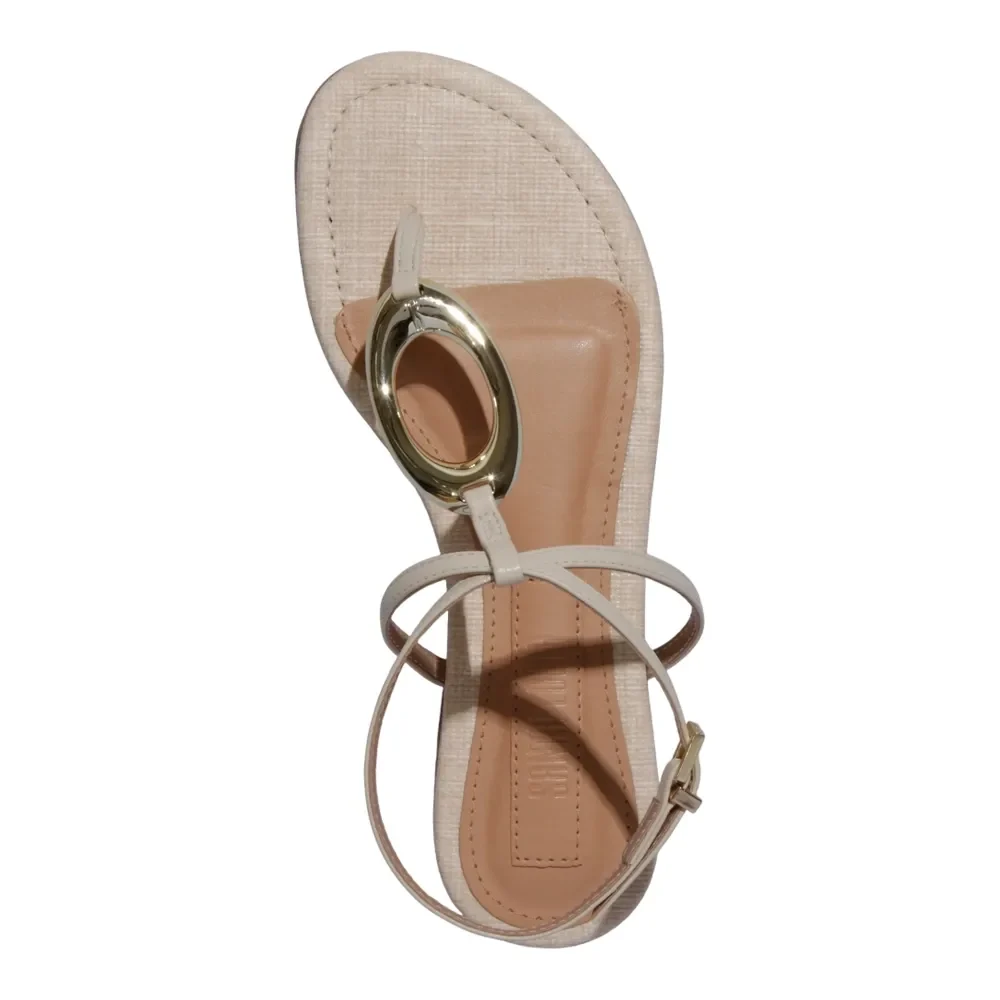 Rasteira Napa Soft Bege Metal - vista 4 de 4